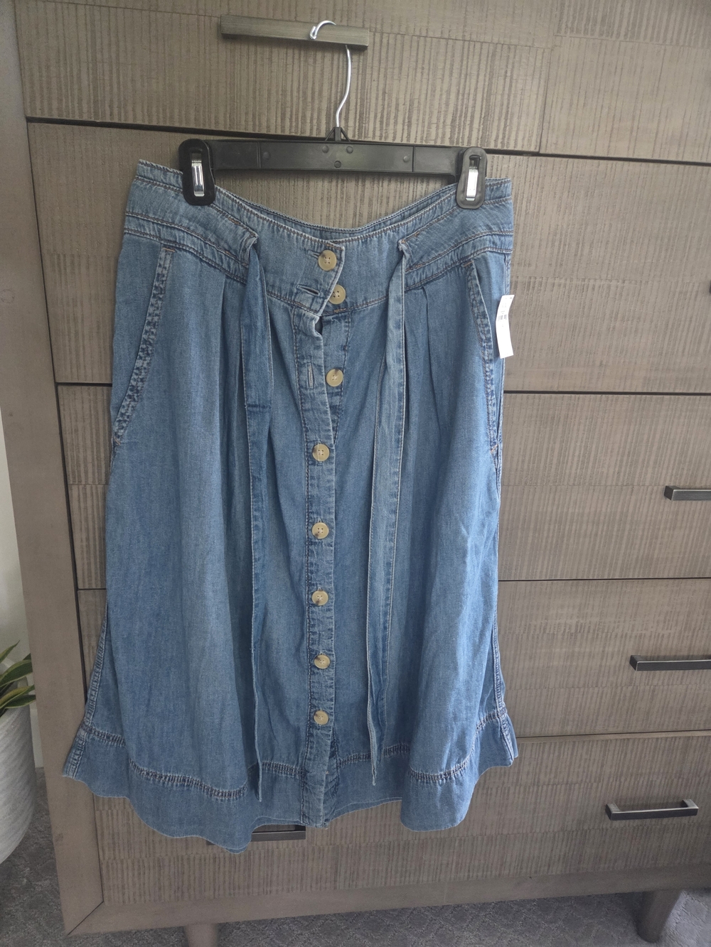 NWT Gap Light Blue Denim Button-Front Midi Skirt